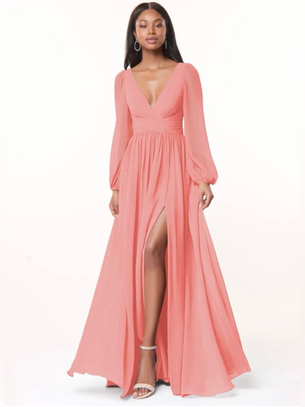 Azazie Norah Coral Chiffon Dress